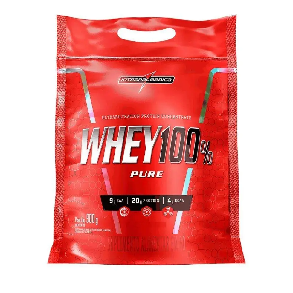Whey 100% Pure Pouch Baunilha 900G Integralmedica