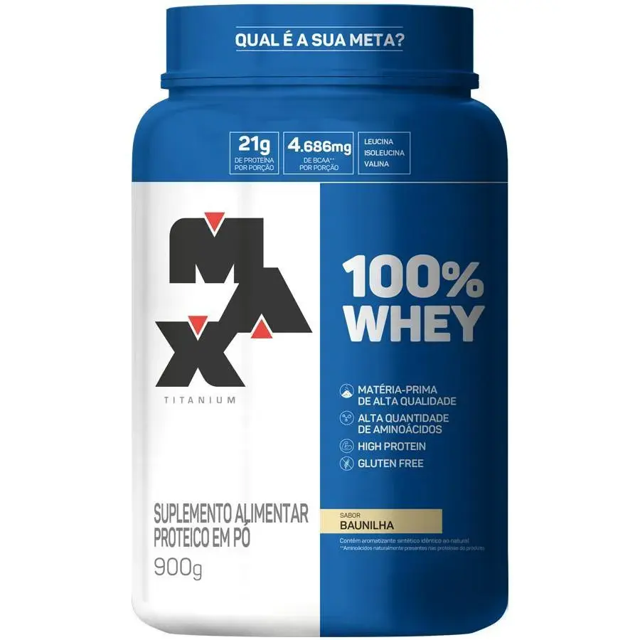 Whey 100% Max Titanium Sabor Baunilha – Pote 900g