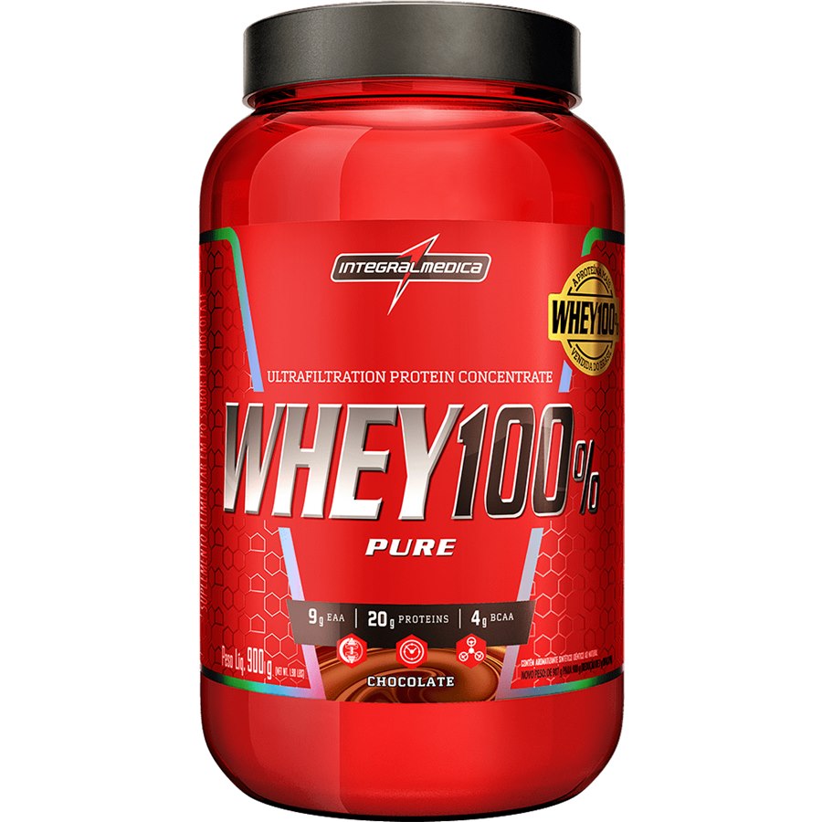 Whey 100% Pure Pote 900G Chocolate Integralmedica