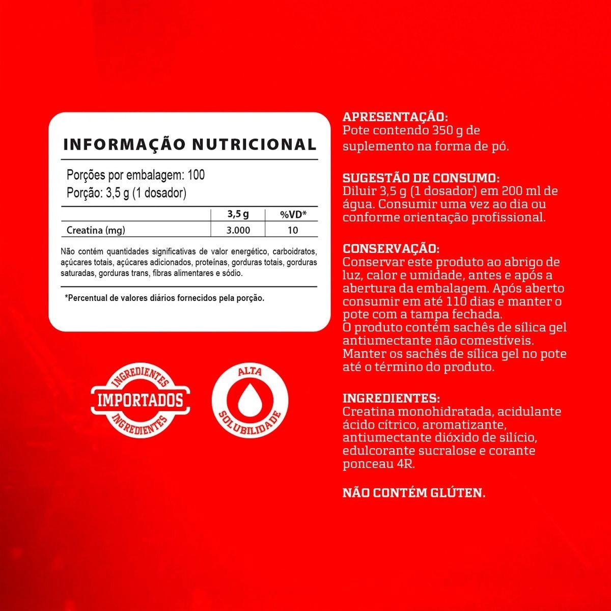 Creatina Hardcore Sabor Morango 350G Integralmedica