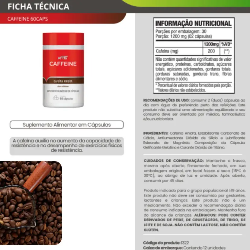 Caffeine Sports 400mg Katiguá 60 Cápsulas