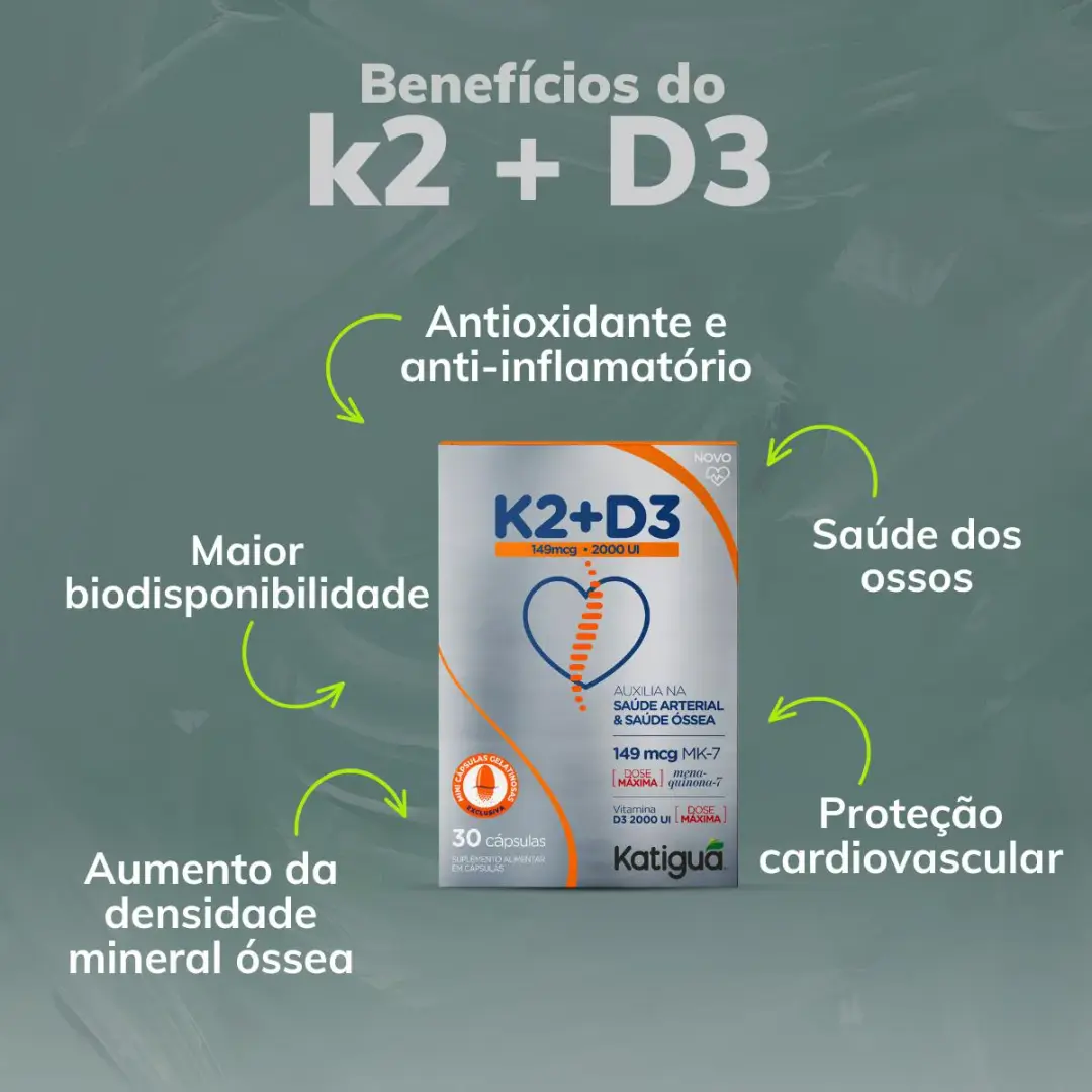 K2 149mcg + D3 2000UI Max Katiguá – 30 Gelcaps