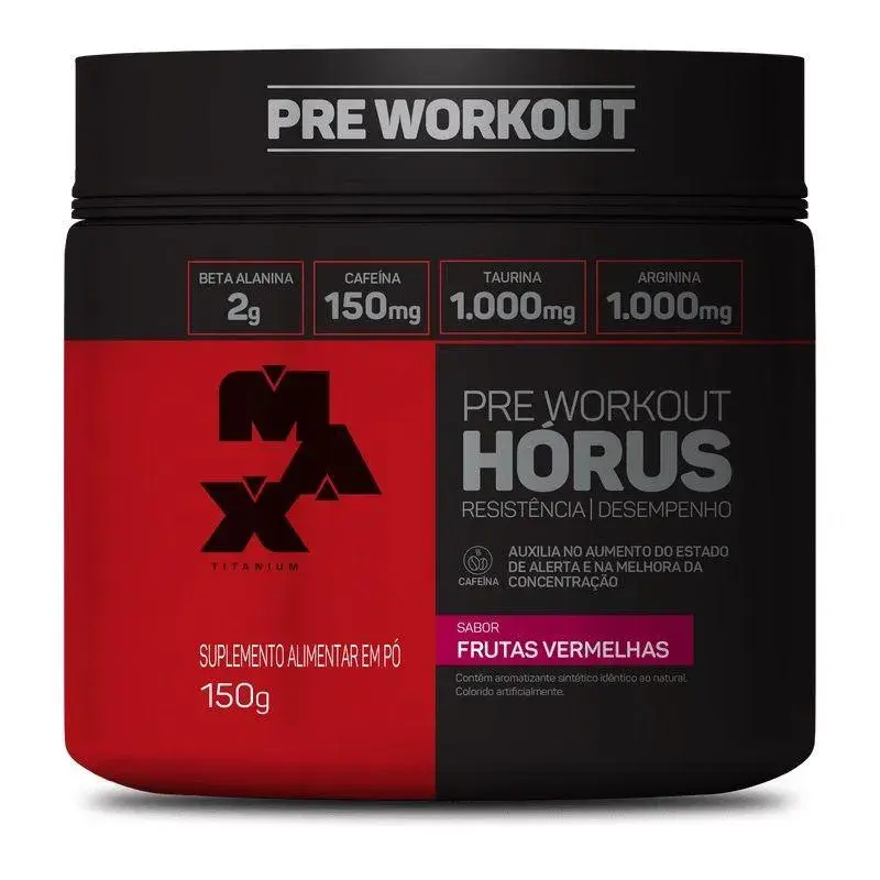 Pré-Treino Hórus Max Titanium Sabor Frutas Vermelhas – Pote 150g