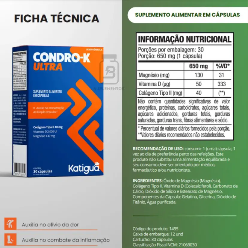 Condro-K Ultra Katiguá 30 Cápsulas | Saúde Articular