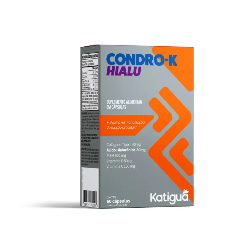 Condro-K Hialu + MSM + Tipo II Katiguá 60 Cápsulas