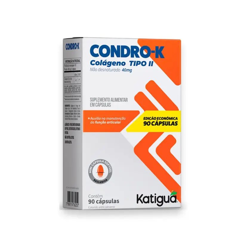 Condro-K Colágeno Tipo 2 Katiguá 90 Cáps | Tratamento 3 Meses