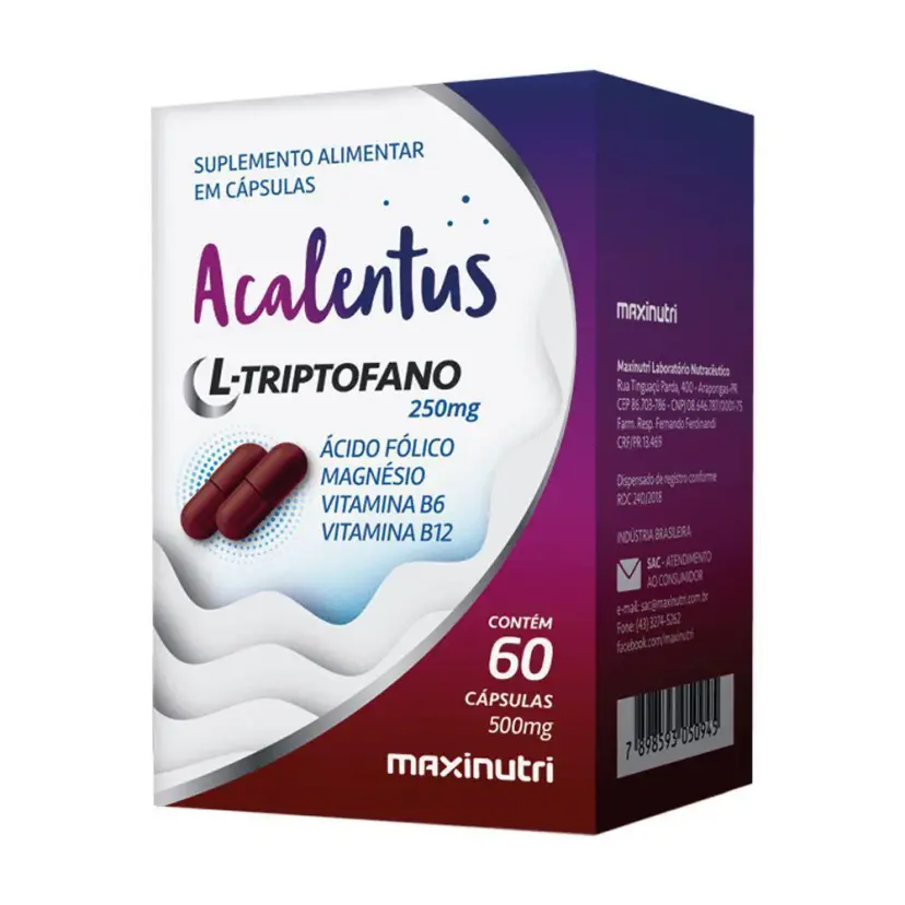 Acalentus L-Triptofano Maxinutri 60 Cápsulas | Sono e Humor